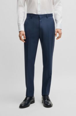 Slim-fit three-piece suit in patterned wool, Blue