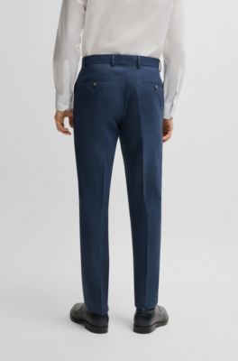 Slim-fit three-piece suit in patterned wool, Blue