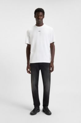 Baskets en similicuir avec &eacute;tiquette logot&eacute;e rouge dans la couture lat&eacute;rale, Noir