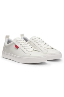スニーカー BOSS Logo-Plaque Leather Sneakers White Hugo Boss Logo-Plaque Leather Sneakers In White - 14% Off