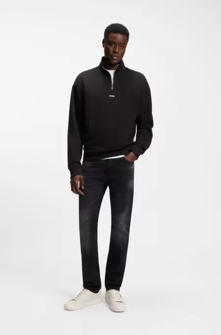 Faux-leather trainers with red logo flag