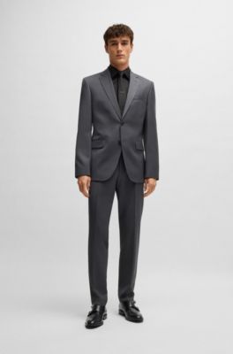 Leather double-monk shoes with cap toe, Black