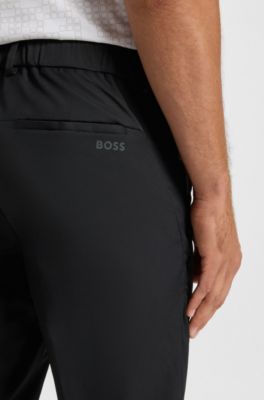 Pantalones de golf de sarga el&aacute;stica repelente al agua, Negro