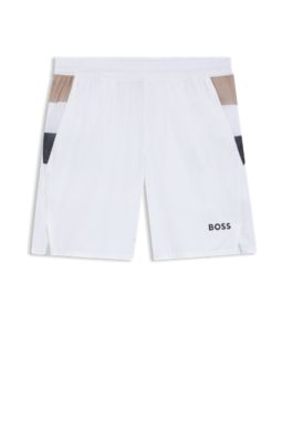 Active tennis shorts with moisture management, White