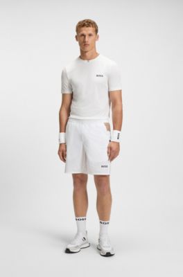 Active tennis shorts with moisture management, White