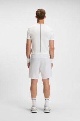 Active tennis shorts with moisture management, White