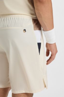 Active tennis shorts with moisture management, White
