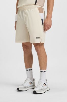 Active tennis shorts with moisture management, White