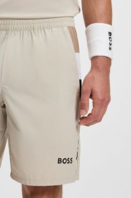 Shorts deportivos de tenis en tejido el&aacute;stico con control de la humedad, Beige claro