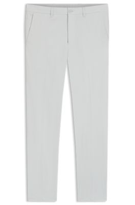 Slim-fit chinos in stretch seersucker, Light Grey