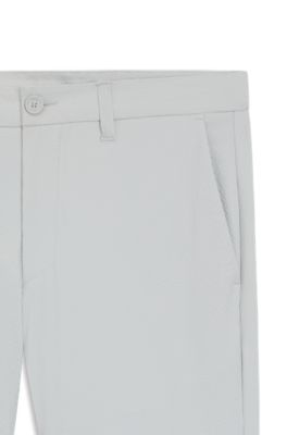 Slim-fit chinos in stretch seersucker, Light Grey
