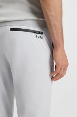 Slim-fit chinos in stretch seersucker, Light Grey