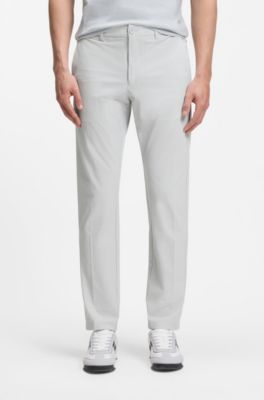 Slim-fit chinos in stretch seersucker, Light Grey