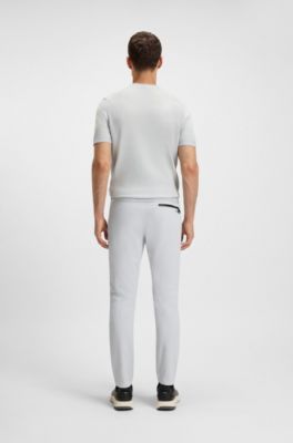 Slim-fit chinos in stretch seersucker, Light Grey
