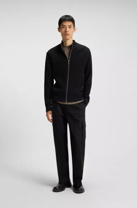 Slim-fit cargo trousers in mercerised cotton