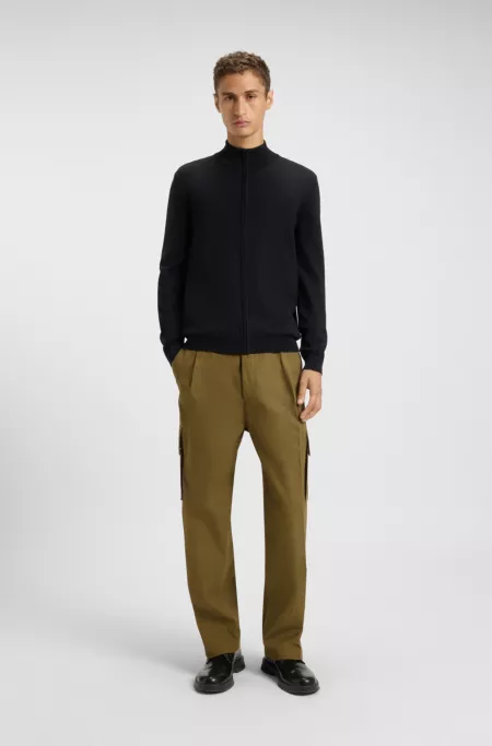 Slim-fit cargo trousers in mercerised cotton