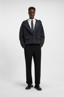 Regular-fit trousers in stretch twill, Black