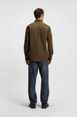 Camisa relaxed fit en sarga suave con cuello Kent, Cal
