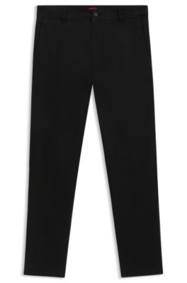 Chinos slim fit en sarga de algod&oacute;n mercerizado, Negro