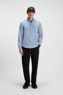Chinos slim fit en sarga de algod&oacute;n mercerizado, Negro