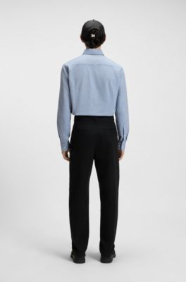 Chinos slim fit en sarga de algod&oacute;n mercerizado, Negro