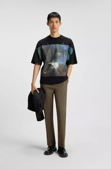 Slim-fit chinos in mercerised cotton twill