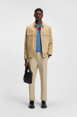 Chinos slim fit en sarga de algod&oacute;n mercerizado, Beige