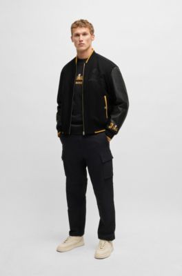 BOSS - BOSS x NFL wool jacket with leather sleeves - Black