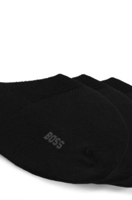 Lot de trois paires de chaussettes invisibles en coton m&eacute;lang&eacute;, Noir