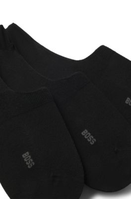 Lot de trois paires de chaussettes invisibles en coton m&eacute;lang&eacute;, Noir