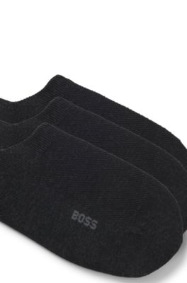 Three-pack of invisible socks in a cotton blend, Dark Grey