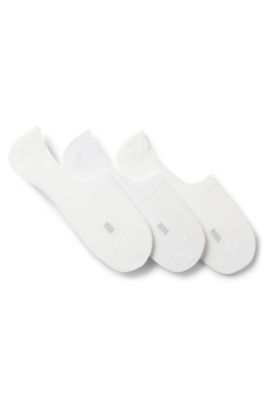 Lot de trois paires de chaussettes invisibles en coton m&eacute;lang&eacute;, Blanc