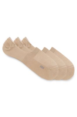 Three-pack of invisible socks in a cotton blend, Beige