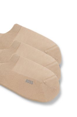 Three-pack of invisible socks in a cotton blend, Beige