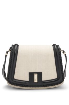 Ariell saddle bag with Double B monogram closure, White