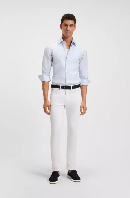 Delaware slim-fit jeans in white stretch denim