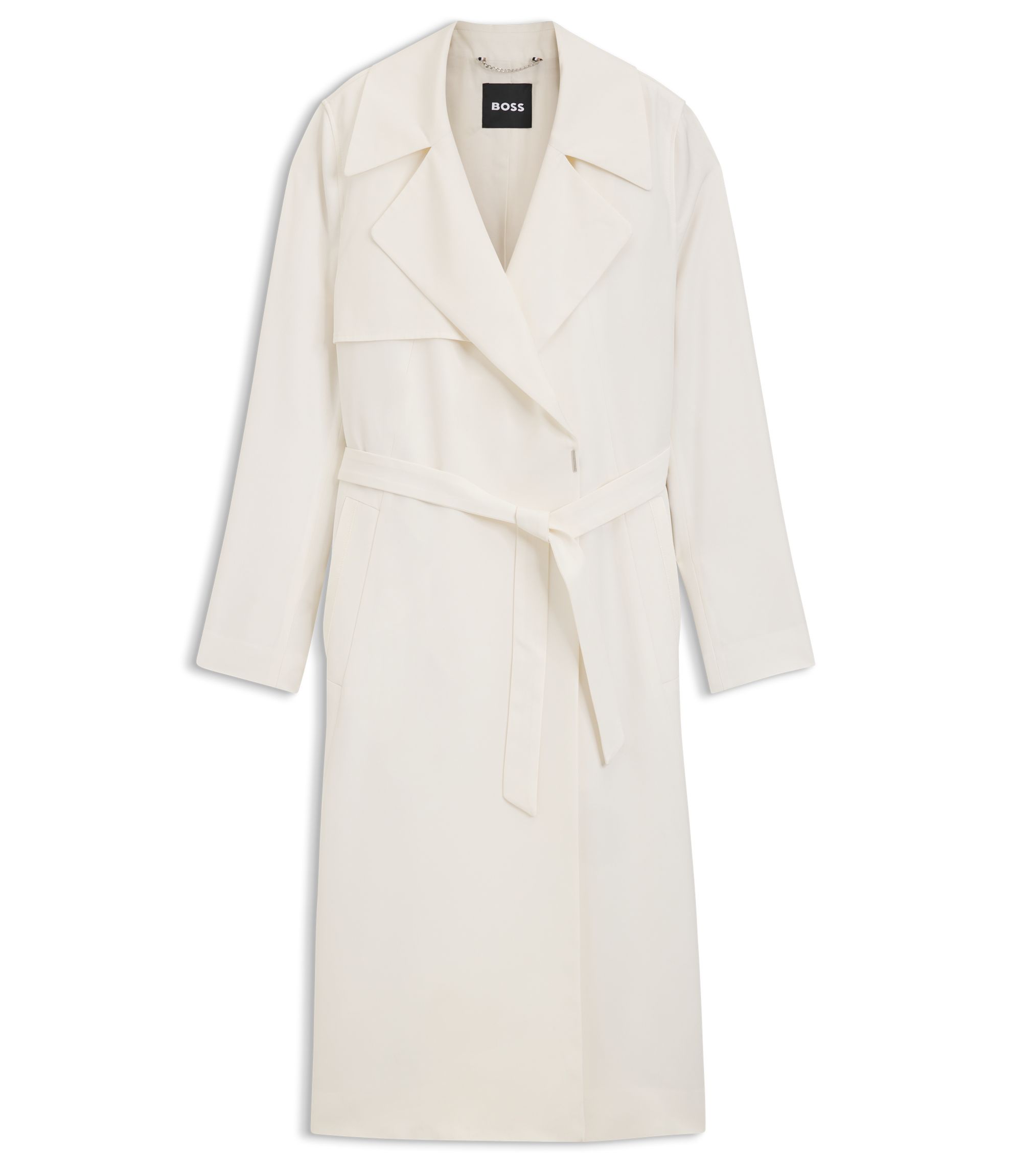 BOSS - Trench coat with fabric belt - White