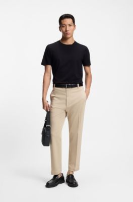 Reporter bag in faux leather with monogram-embossed panels, Black