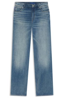 Blue baggy-fit jeans in rigid denim, Blue