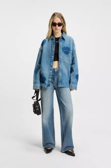 Blue baggy-fit jeans in rigid denim