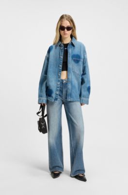 Blue baggy-fit jeans in rigid denim, Blue
