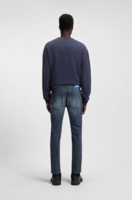 Blue extra-slim-fit jeans in stretch denim, Dark Blue