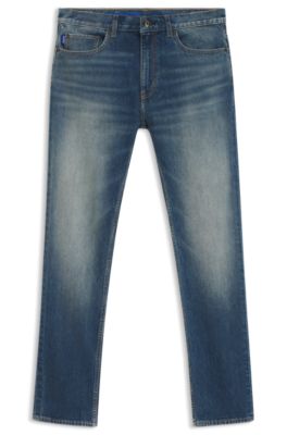 Jean Slim en denim stretch bleu, Bleu