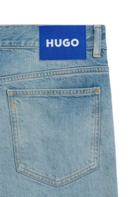 Green-cast slim-fit jeans in stretch denim, Blue