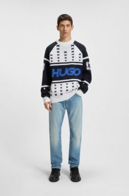 Jean Slim en denim stretch green cast, Bleu