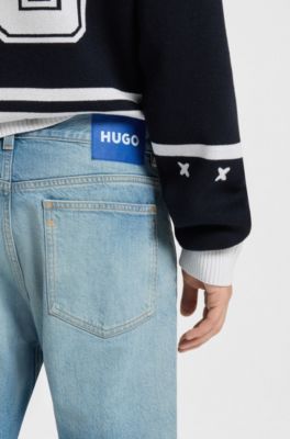 Jeans slim fit en denim el&aacute;stico verdoso, Azul