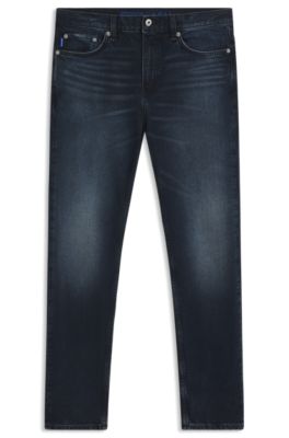 Blue-black slim-fit jeans in stretch denim, Dark Blue