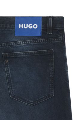 Jeans slim fit de denim el&aacute;stico en negro azulado, Azul oscuro