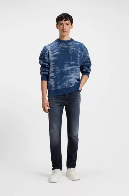 Blue-black slim-fit jeans in stretch denim