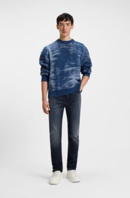 Blue-black slim-fit jeans in stretch denim, Dark Blue